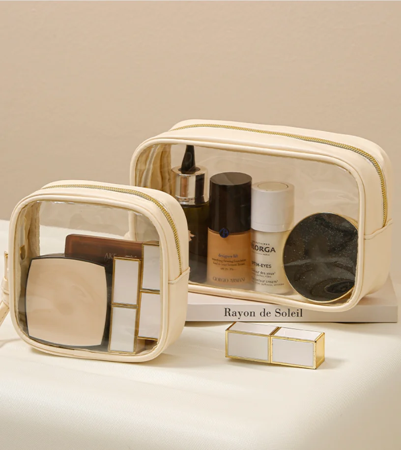 Travel-Friendly Transparent Portable Makeup Organizer: Multi-Purpose Extra-Large Capacity PVC Toiletry Bag