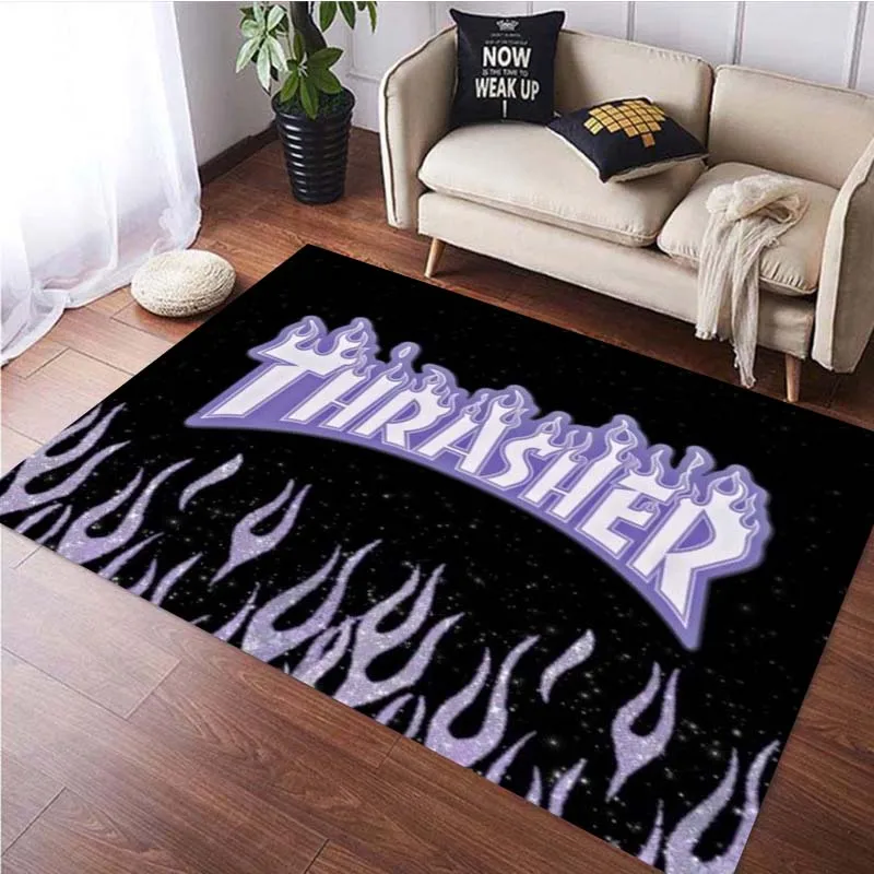 T-Thrasher Tide Brand Logo Non Slip Living Room Carpet Birthday Gift Fashion Outdoor Mat Bedroom Decor Area Rug Rugs for Bedroom