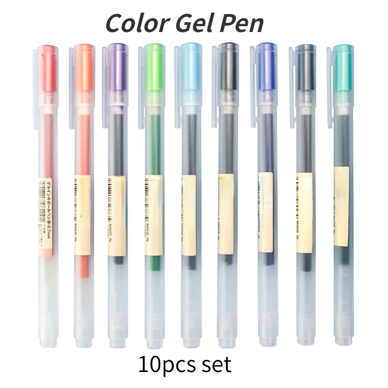 10 Pcs/Set Color Gel Pen 0.5mm 0.38mm Ink Japanese MUJIs Marker Writing Stationery Pen Style School Office Supplies 2024 Gift