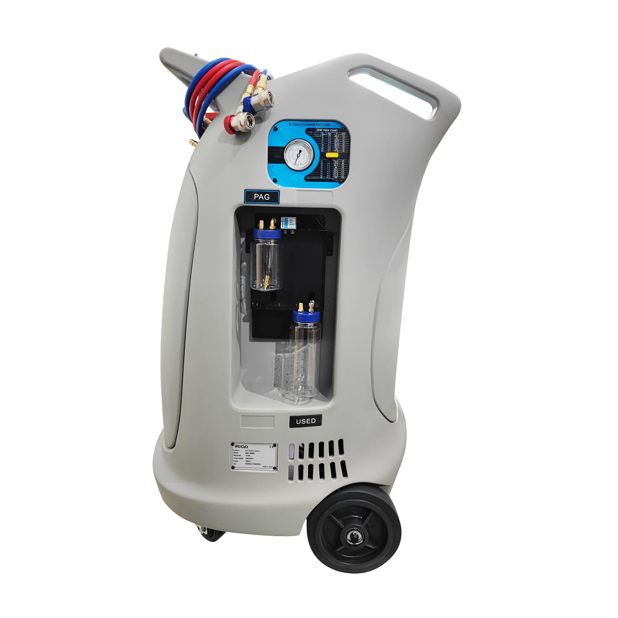 Fcar AC-080 التيار المتناوب مضخة تفريغ طقم التبريد سيارة تكييف الهواء خدمة آلة الفريون R134a محطة خدمة A/C عالية الجودة