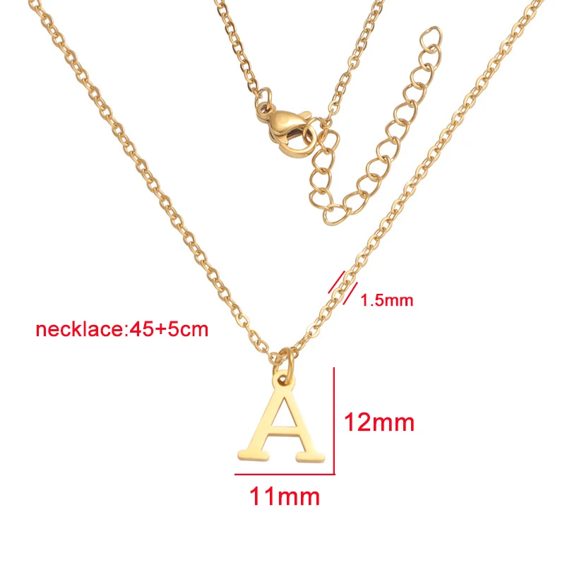 10pcs/lot Stainless Steel Initial Necklace A-Z Alphabet Custom Letter Name Pendant for Women Fashion Girls Jewelry Party Gift ﻿