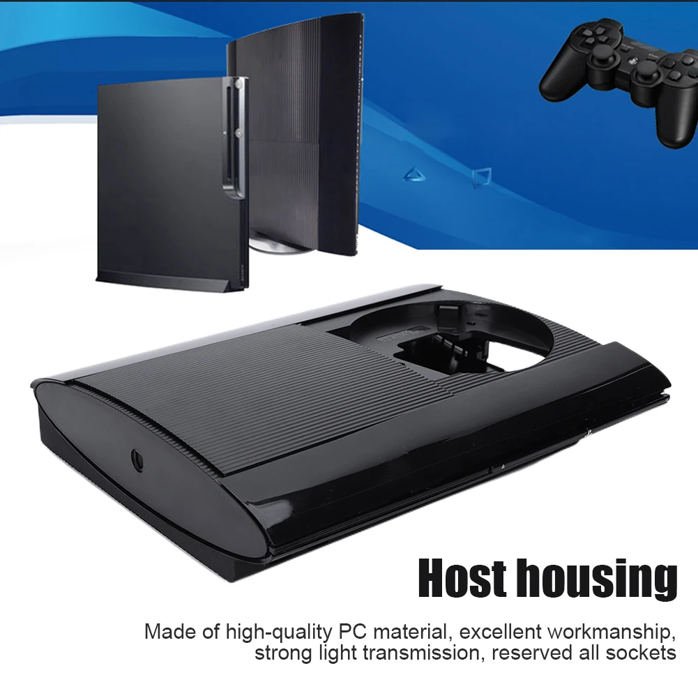 Complete Housing Shell Case for PS3 Super Slim 4K 4000 Game Console Faceplate Cover Black Color with Screws Full Kit for PS3