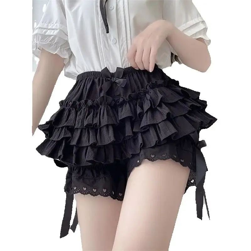 

Шорты 2026 с рюшами и пышной отделкой, защитные шорты-леггинсы для женщин, предотвращающие просвечивание, эстетичные милые шорты с бантом и пэчворком, в стиле Y2K