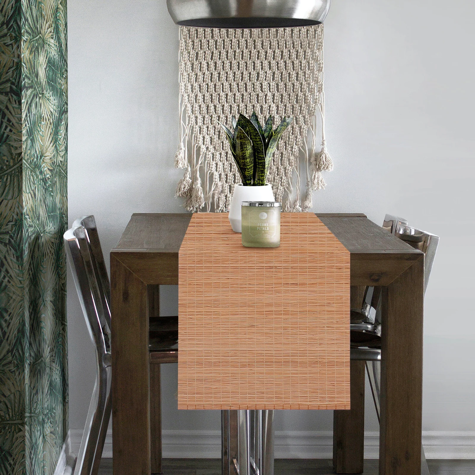 

Bamboo Tea Mat Woven for Teamat Rustic Decor Solid Wood Table Runner Dinner Party
