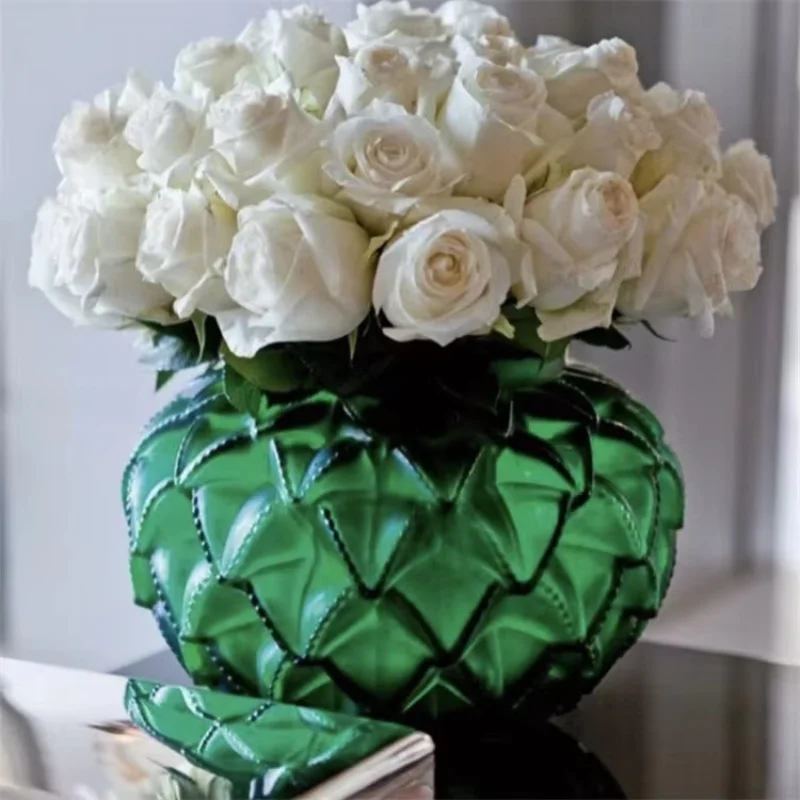 

Modern Luxury Crystal Glass Vase Art Deco Design Green