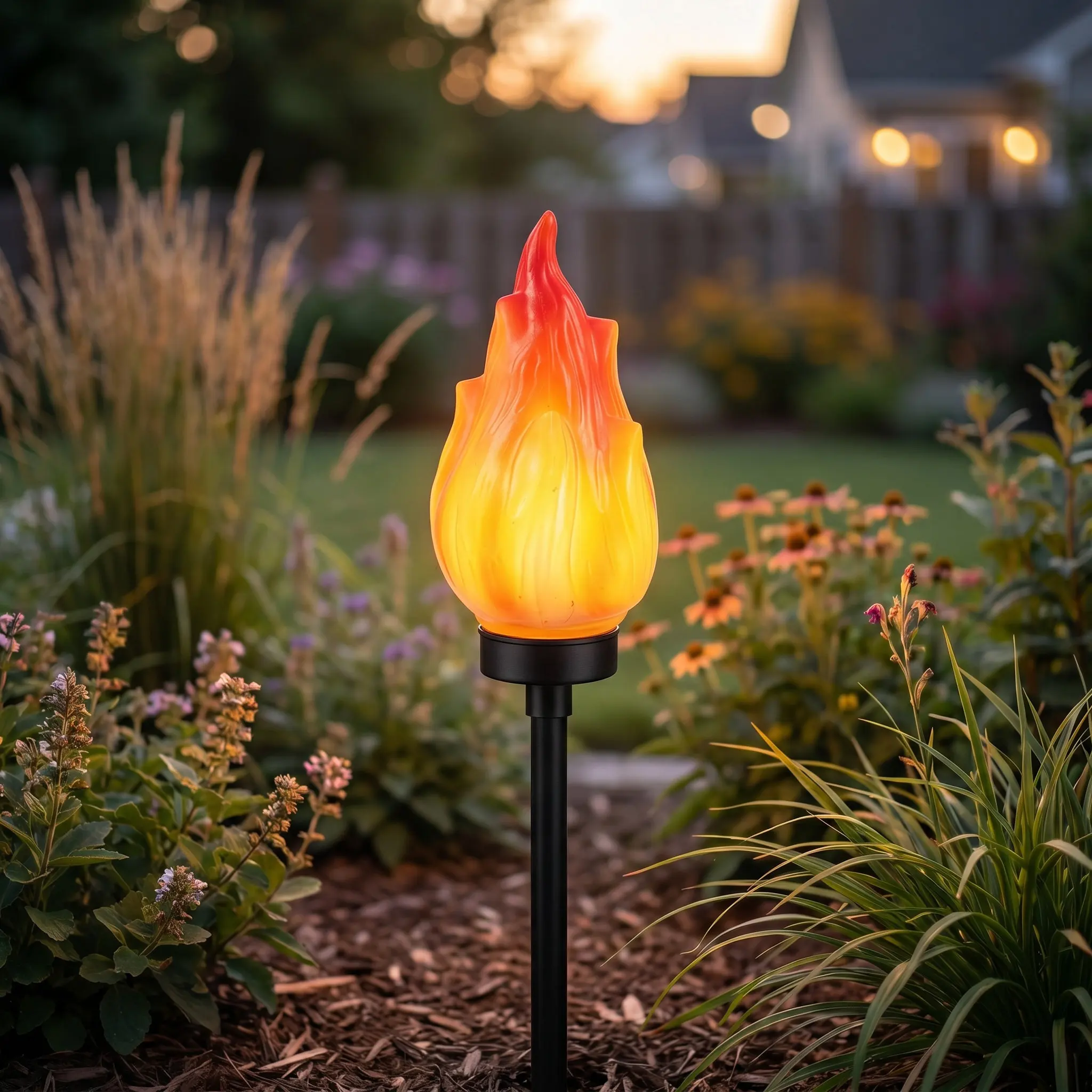 2Pcs Flame Shaped Lamp Shade Replacement Parts for Solar Lights Outdoor Garden Decor Solar Lamp Shade Flame Effect Realistic