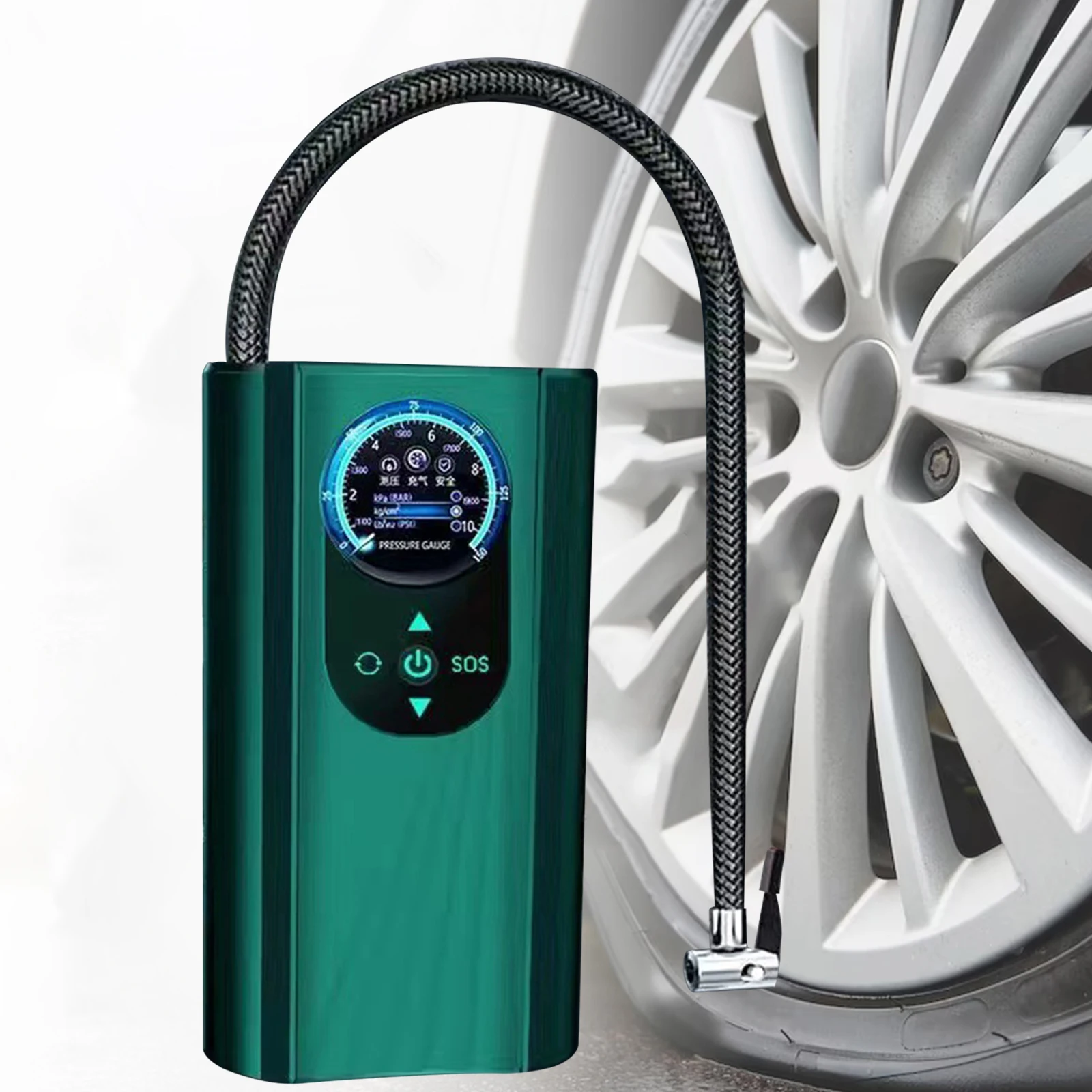 

Portable Air Compressor Handheld Mini with Pressure Gauge Compact Electric Tire Pump for Bicycle Bike Car Ball Motorcycle Toolca