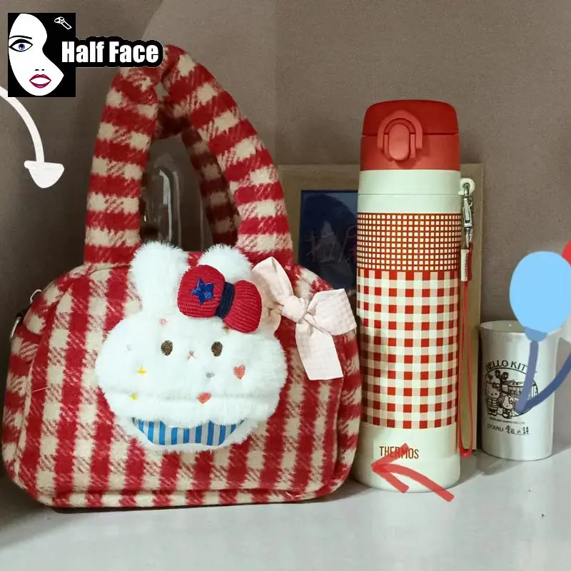 Y2K tas selempang Mini wanita, Tote Gotik Punk lembut lucu dasi kupu-kupu kelinci Vintage kartun SATU bahu Lolita