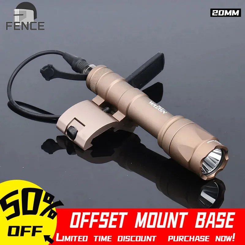 

Wadsn M300A M600C Flashlight Offset Mount Base Set Airsoft Tactical Metal Hunting Scout Light M600 Weapon Spotlight Fit 20MMRail