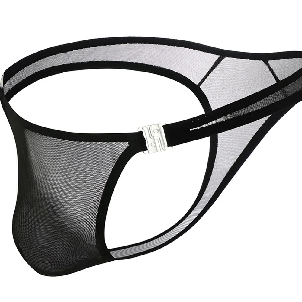 Mens Hollow Breathable Thong Mesh See-Through Pouch Panties G-String Briefs Sexy Underwear T-Back G-string Gay Knicker Open Butt