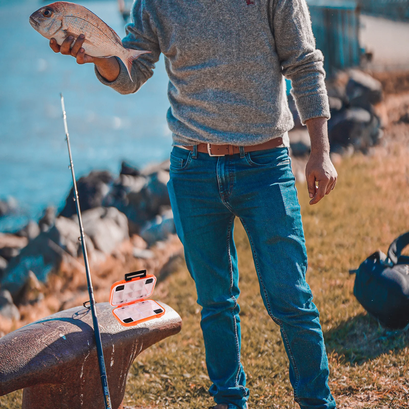 

Double Side Fishing Tackle Box Waterproof Orange S Size Bait Lure Hooks Storage Fly Fishing Carp Accessories Bait Storage Box