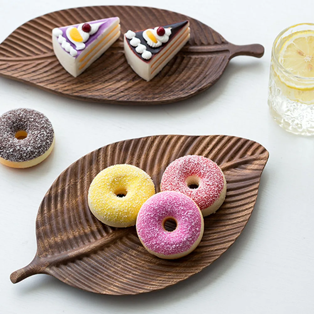 

S Size Real Wood Leaf Shape Food Plate Stylish Snack Bowl Easy Clean Home Kitchen Decor Great Gift for Friends Family