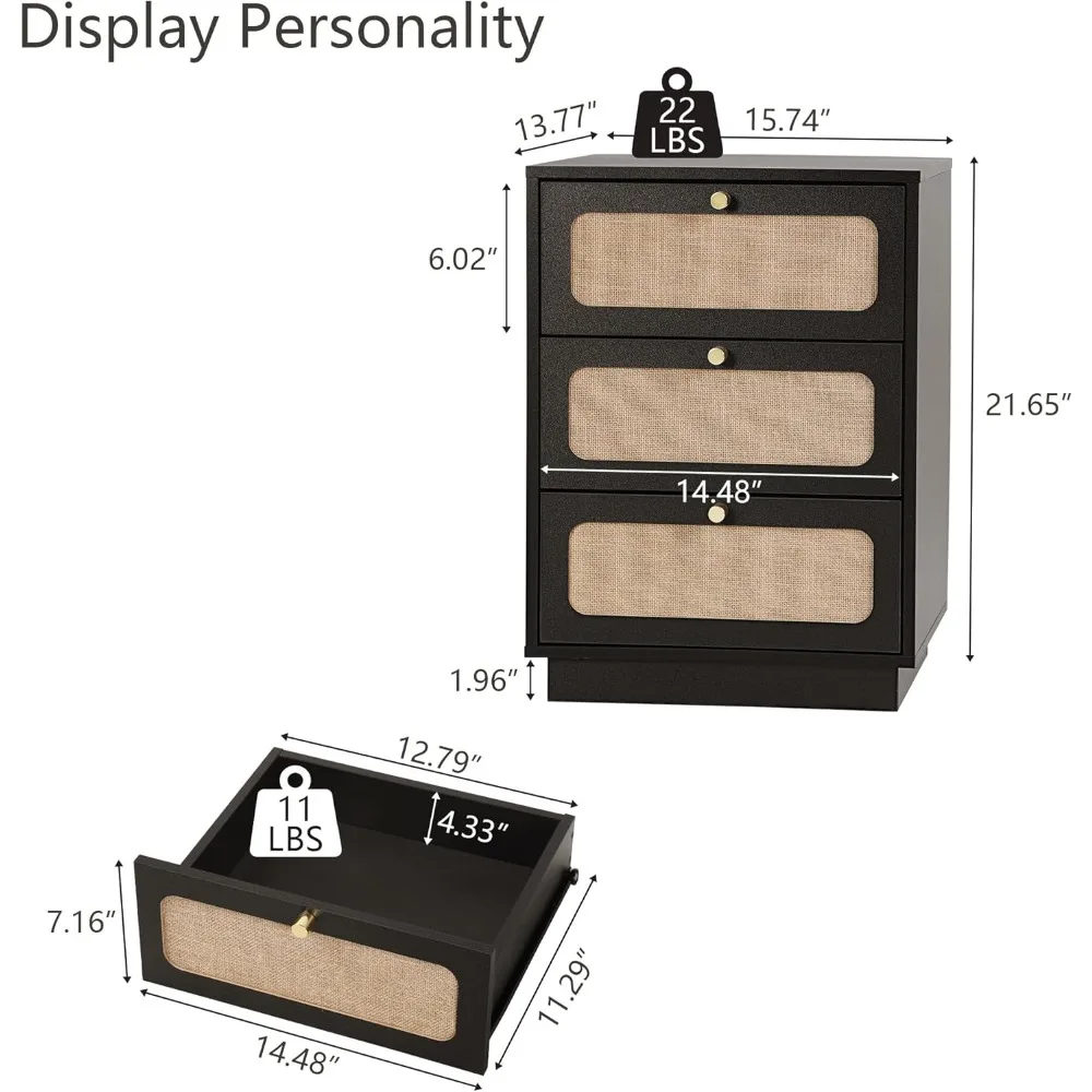 منضدة مزرعة ذات 3 أدراج من منتصف القرن مع مساحة تخزين، طاولة بجانب السرير الحديثة، لوحة كتان منحنية، طاولة نهاية للتخزين لـ B