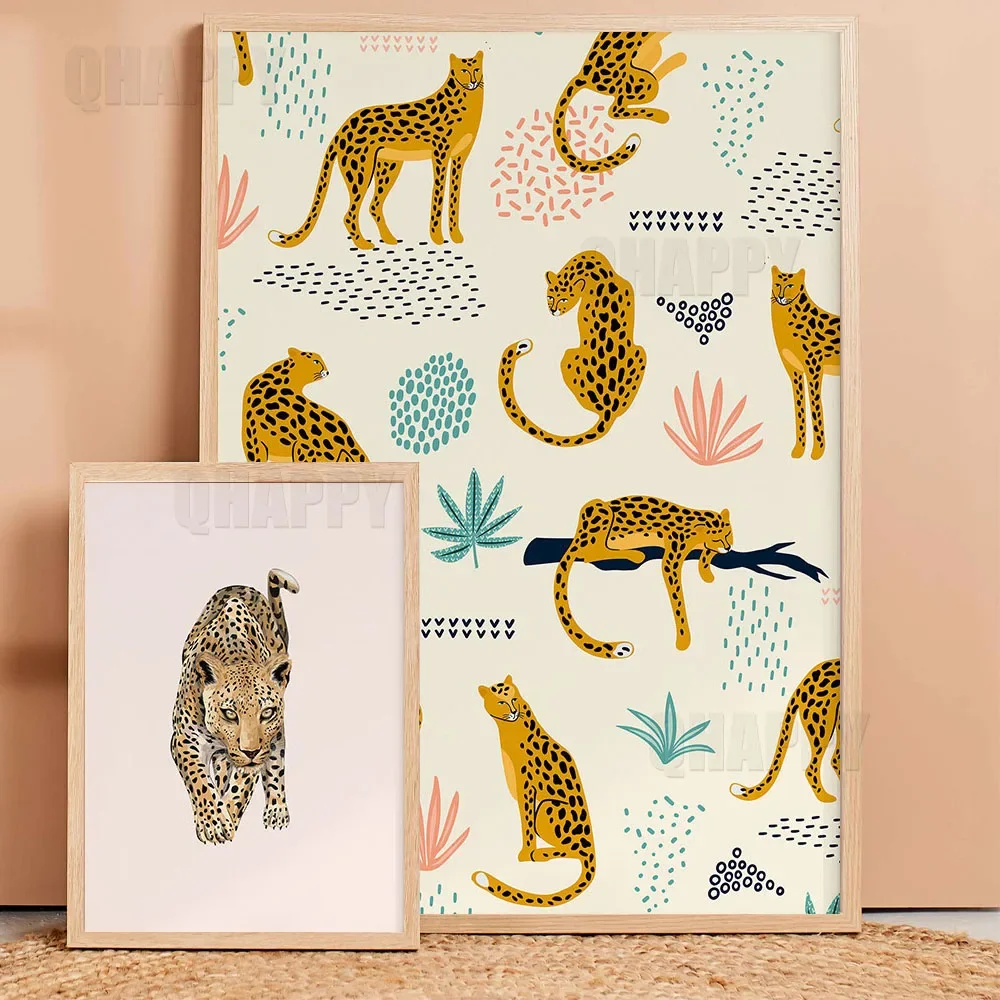 Cheetah Wall Art Canvas Painting  Abstract  Leopard Wall Print Picture Neutral Wild Animal Poster Trendy Room PrintingHome Decor