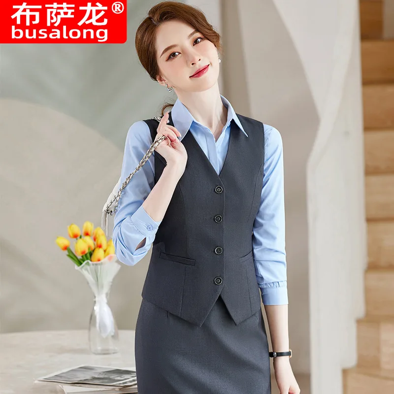 Professional Vest Set for Women, Elegant High-End Workwear Vest, Outerwear for Interviews, Formal Hotel Front Desk Work Uniform