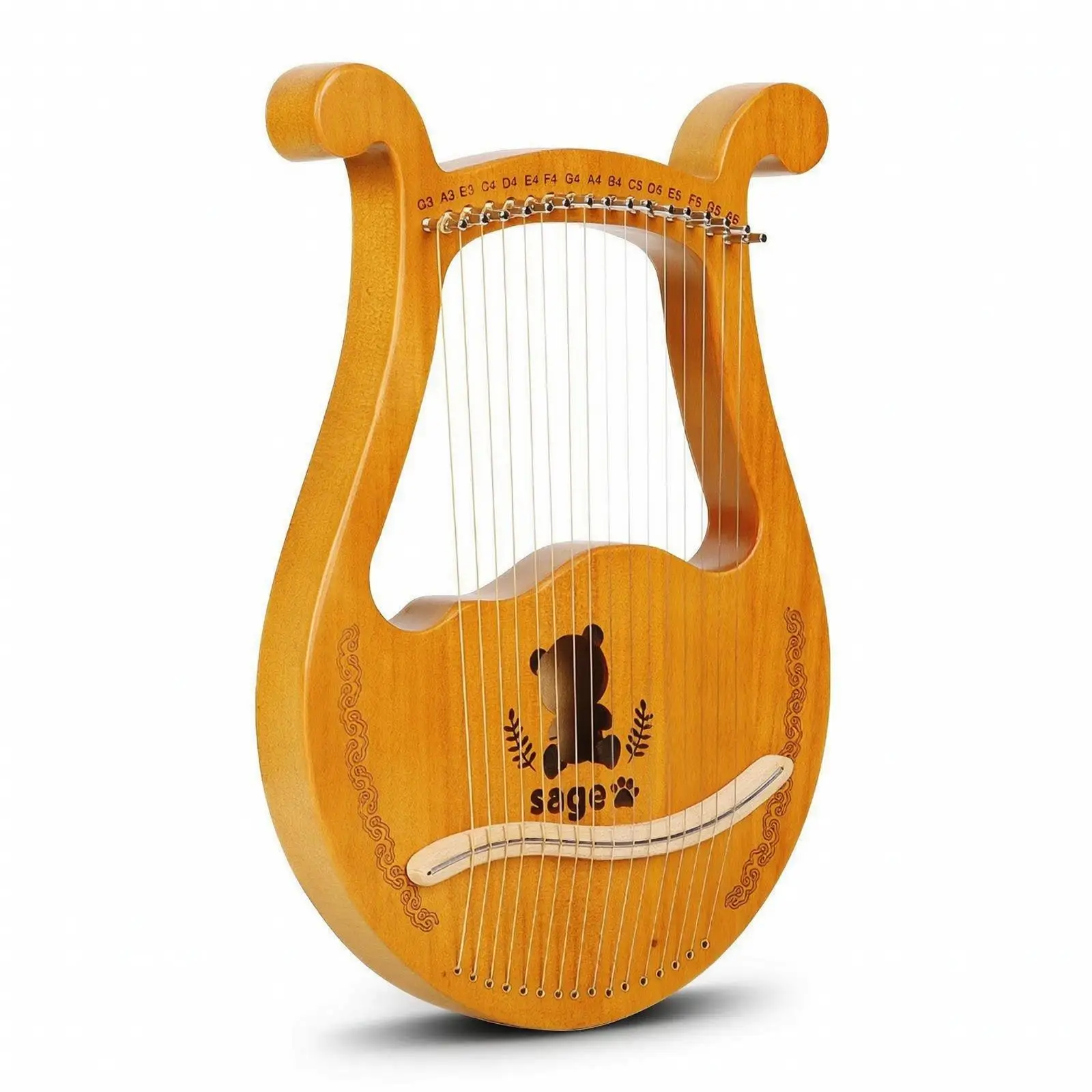 16-String Lyre Harp Acoustic Lyre Harp Easy to Play for Music Lessons, Hobbyists