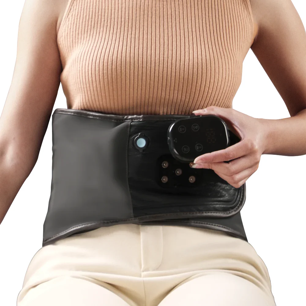 Rechargeable electric hot compress vibration back massager far infrared graphene heating inflatable waist massage belt