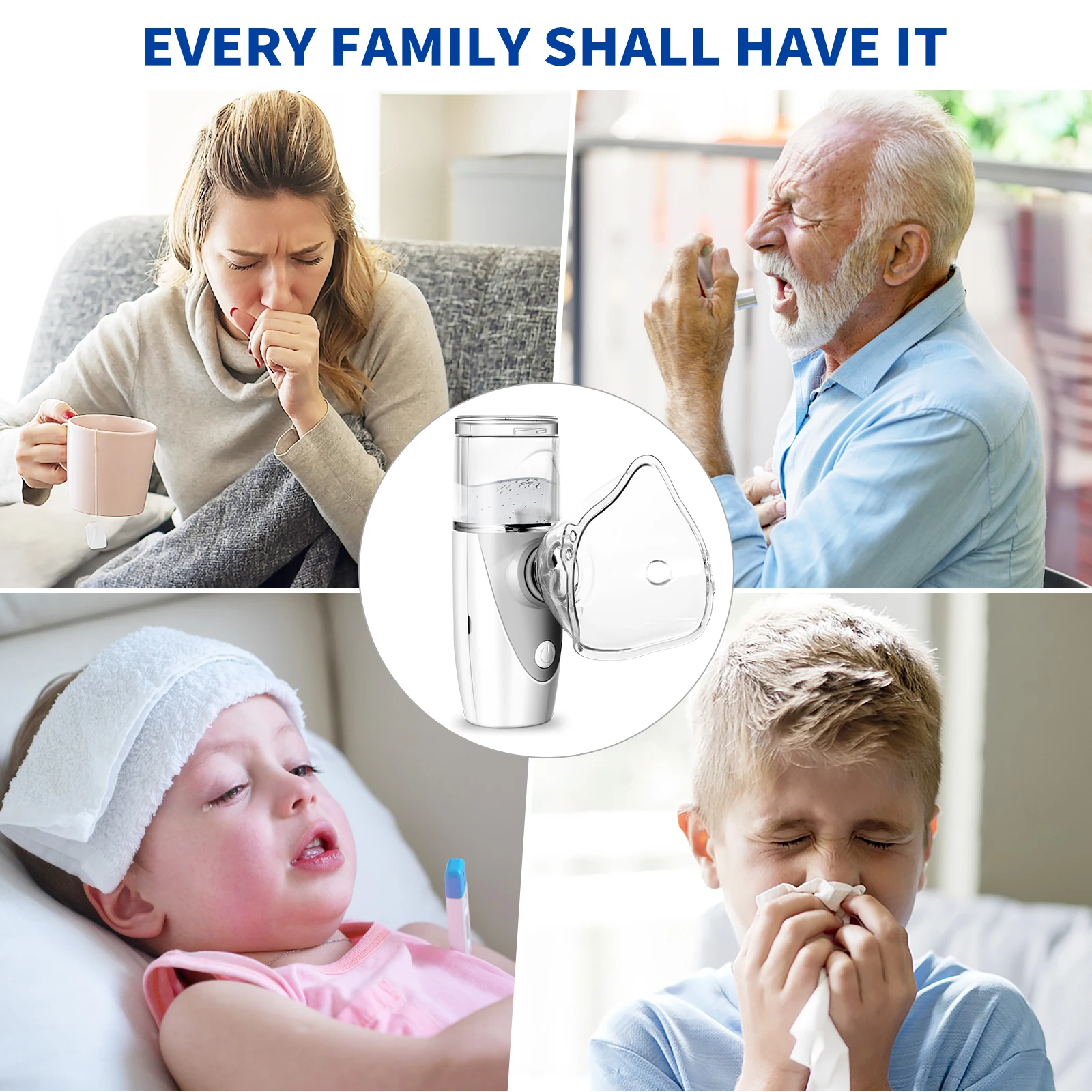 El inhalador nebulizador proporciona el tratamiento para adultos, niños y amigos refrescantes, nebulizadores médicos recargables portátiles.