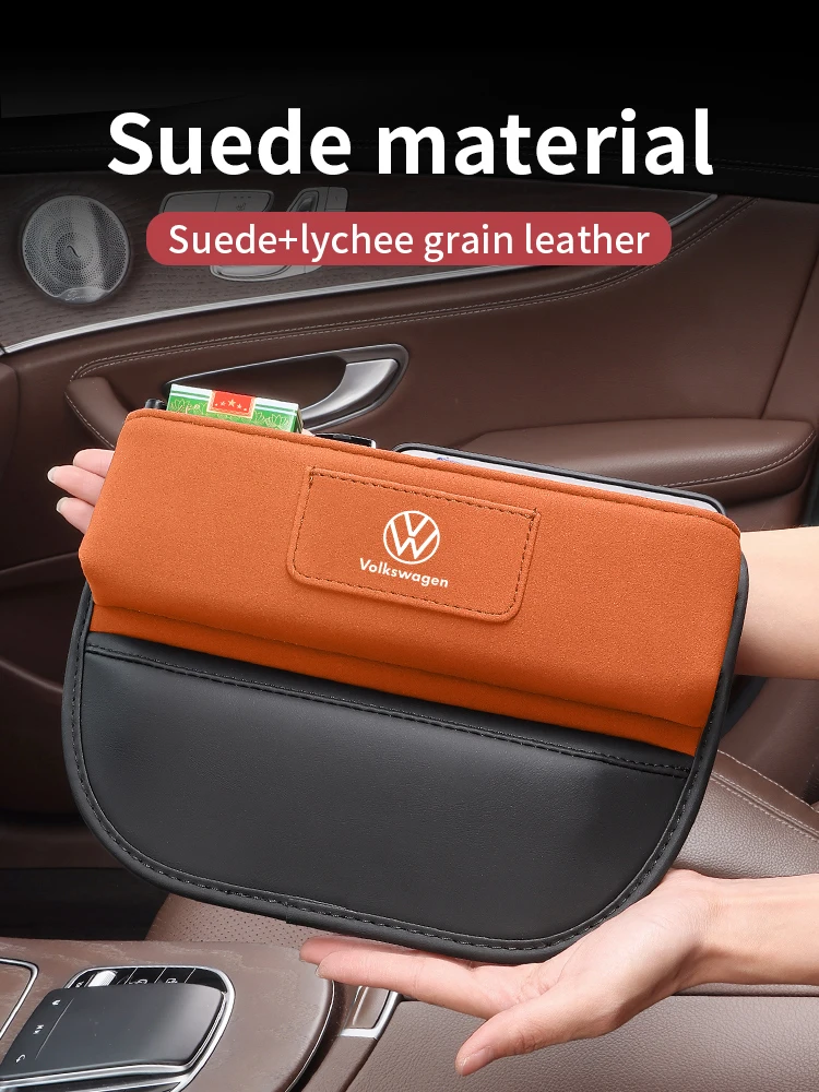 Car Suede Seat Gap Multifunction Storage Box For Volkswagen Golf GTI Tiguan Touareg CC Passat ID.3 ID.4 ID.6 ID.7 T-ROC T-Cross