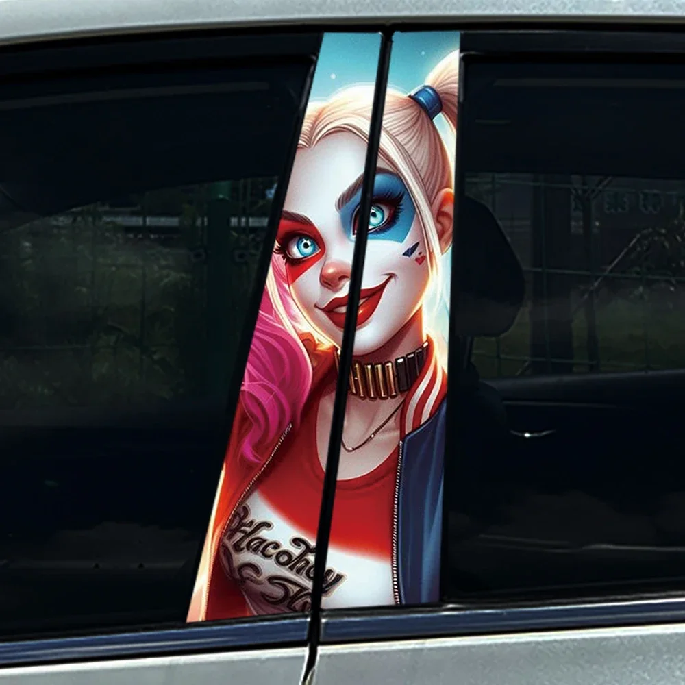 Gothic Clown Girl Car B-pillar Stickers Auto Center Column Decoration Cover Scratches Waterproof Decals Car Accessories image 6
