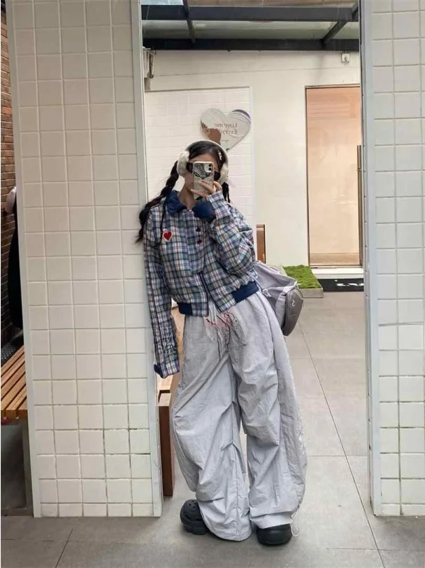 

plus Size Women's Thiened Cotton Jaet American Retro Plaid ort Zipper Collar Faionable Spring Outerwear