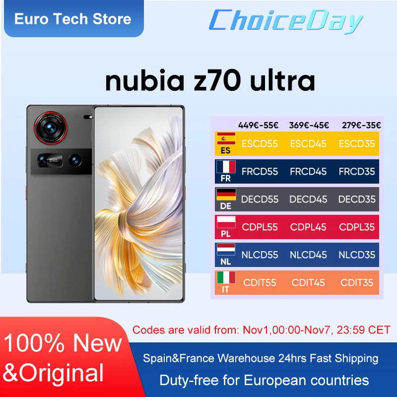 Nubia Z70 Ultra Smartphone 5G 6.85 ''144Hz camra  affichage complet 6150mAh batterie IP68 tanche NFC Version mondiale 100% nouveau