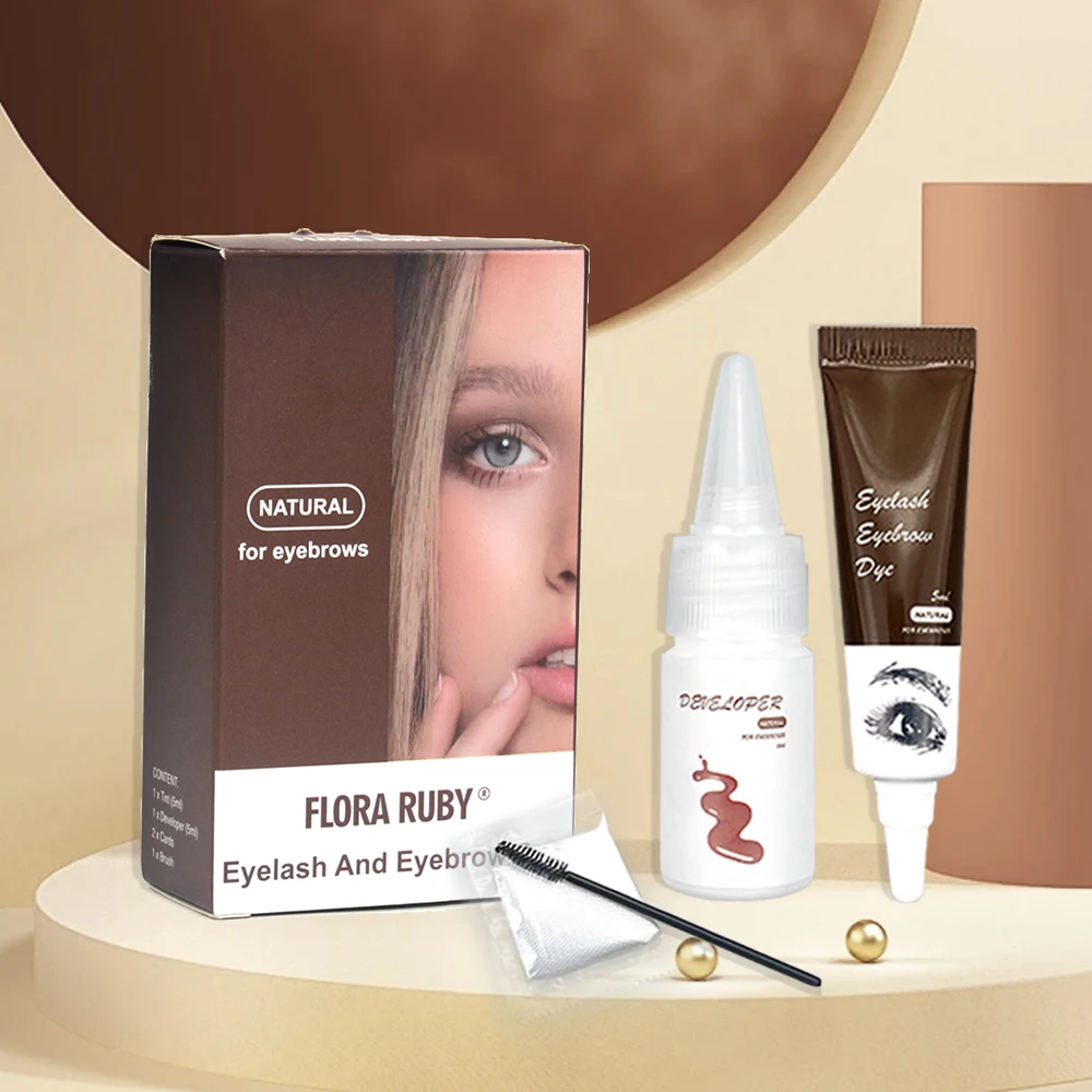 Tinte para pestañas y cejas 2 en 1, Kit profesional de Color para pestañas y cejas, Kit de maquillaje de cejas tupidas naturales, tinte para el cabello DIY para salón