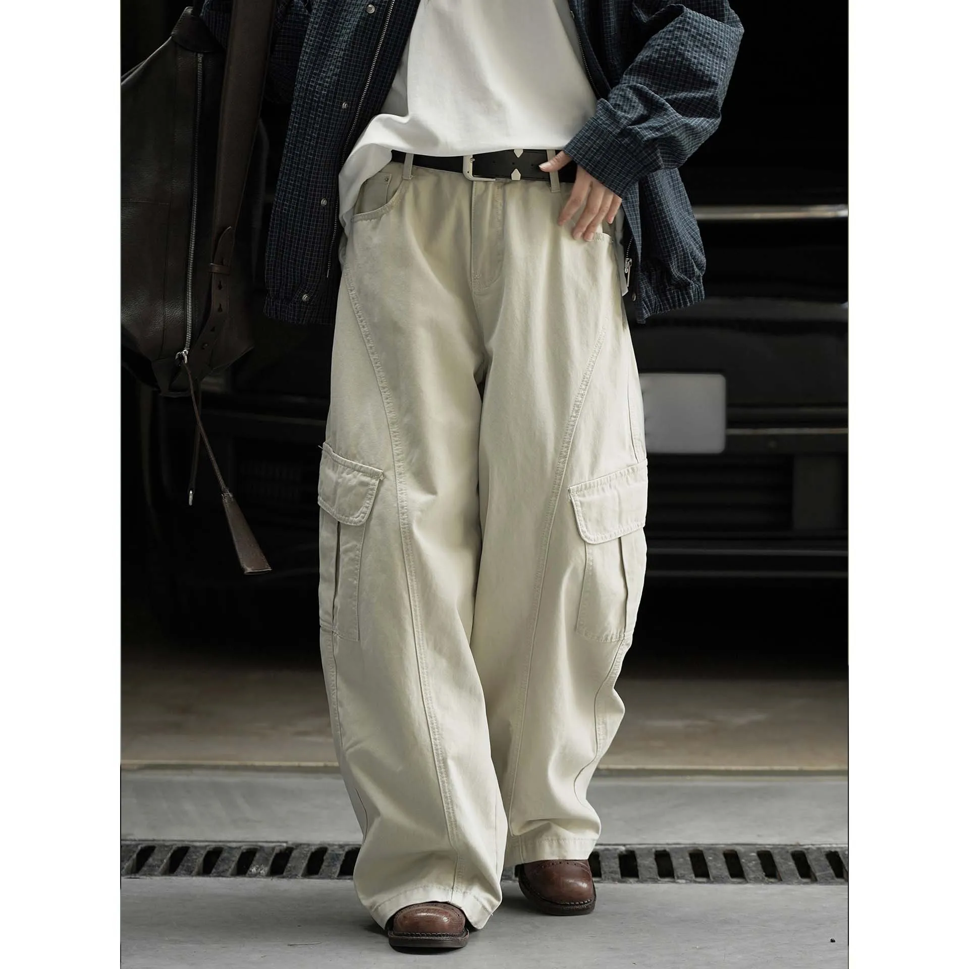 

Women Cargo Pant Loose Fit Pocket Cotton Curved Casual Pants