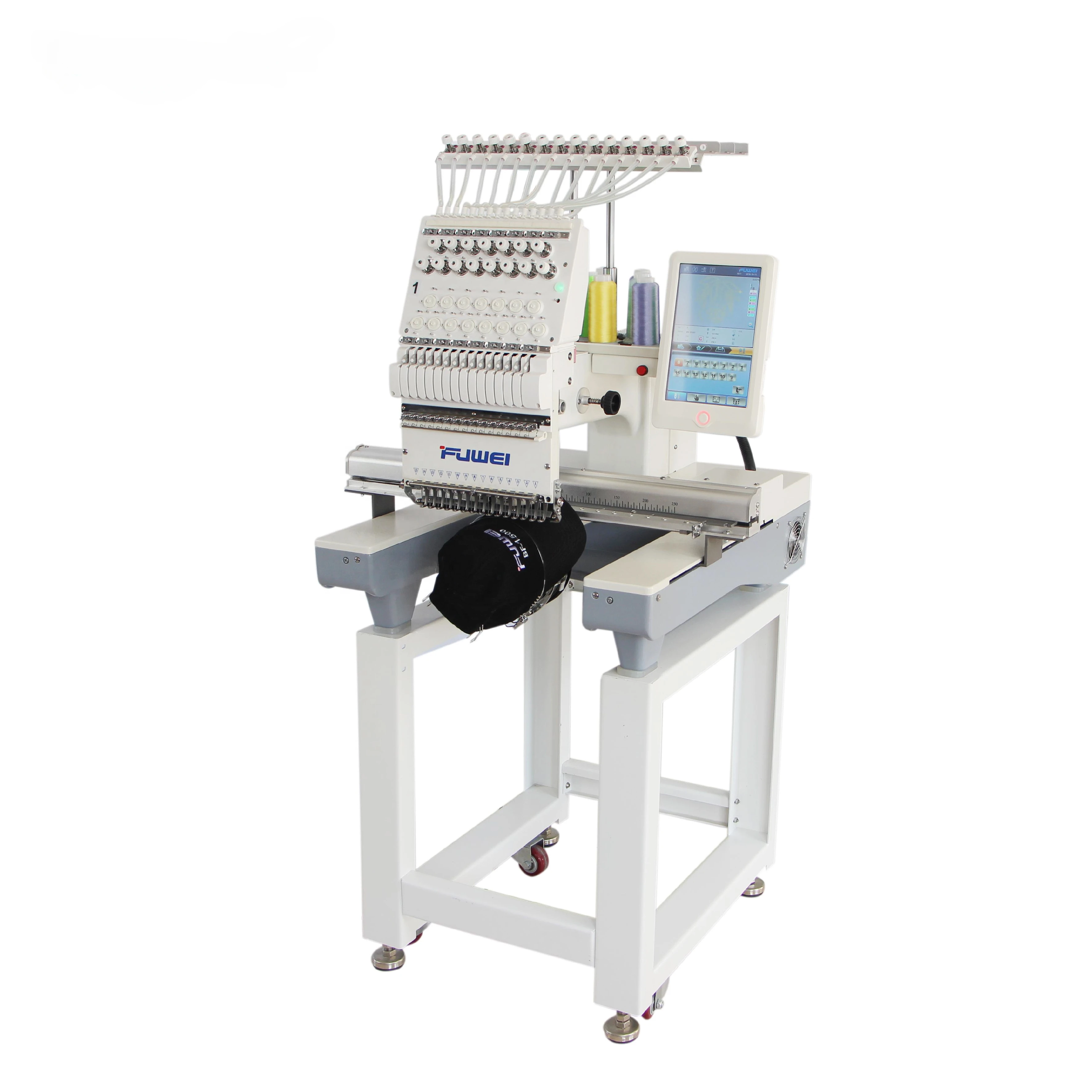 FUWEI High Speed Single Head 15 Needles Small Computer Embroidery Machine For Hat Garment Computerized