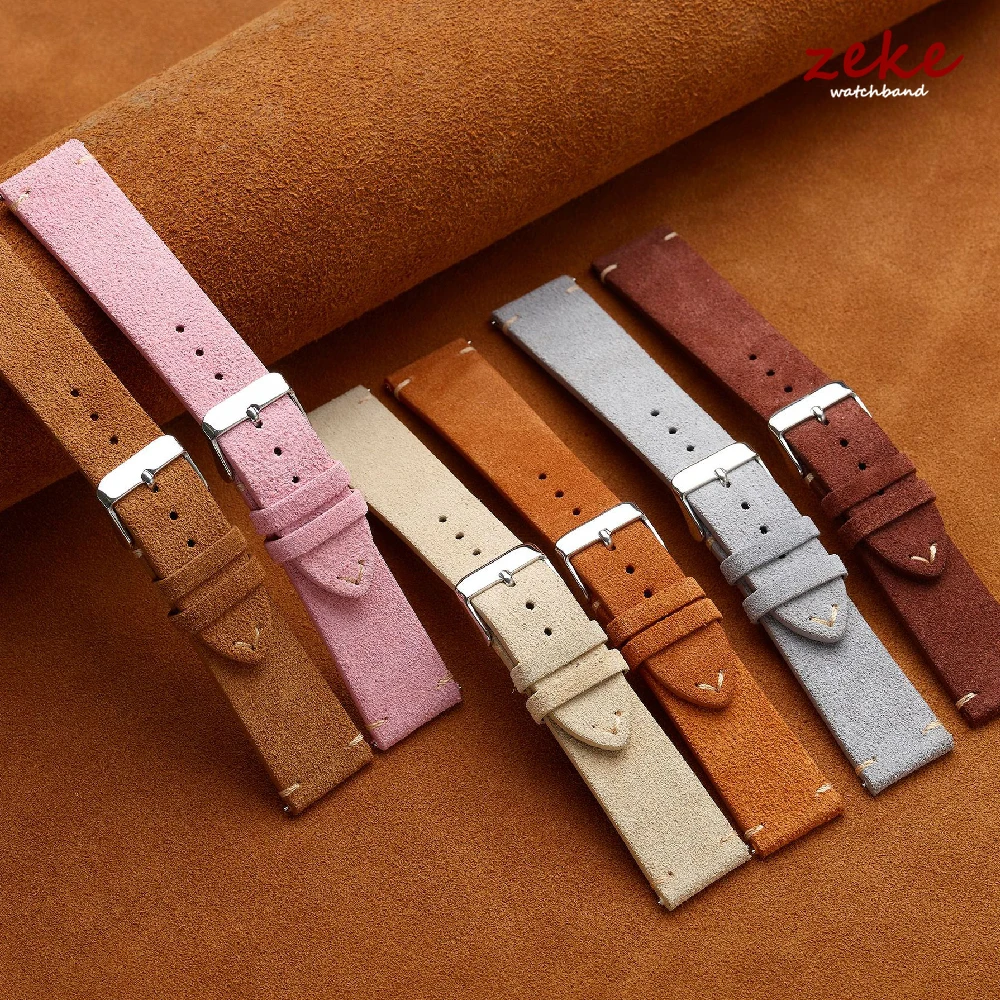 Premium Genuine Leather Watch Band Quick Release 14mm/16mm/18mm/20mm/22mm Suede Watch Straps for Samsung for Seik for Oris Watch image 3