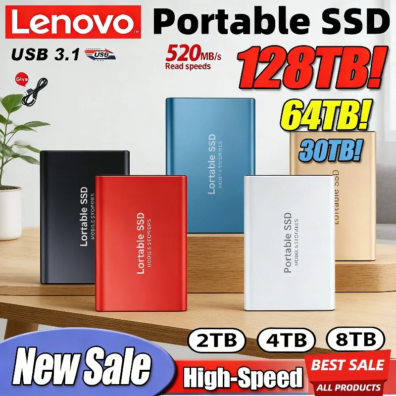 

Внешний высокоскоростной твердотельный накопитель Lenovo 2026, 2,5 дюйма, портативный SSD, 16 ТБ, 500 ГБ, 2 ТБ, 4 ТБ, 8 ТБ, USB 3.1, для ноутбуков и PS4