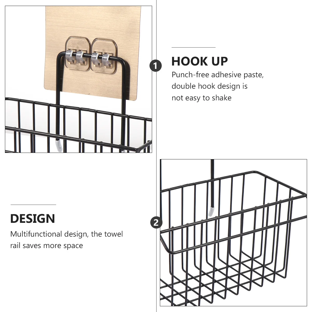 

Wall-Mounted Drain Storage Basket Iron Multifunctional Punch- Wash Tool Rack for Bathroom Sink Organizer Storage