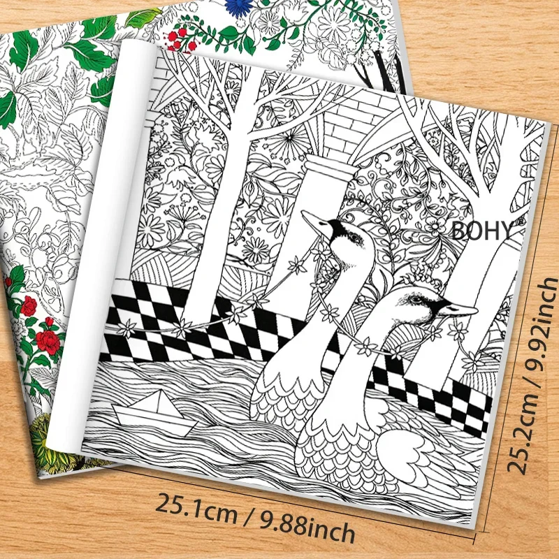 1 Large-sized Magic Forest Animal Coloring Book, Include Animal Mandala Thread Drafts Such As Elephants/owls/swans Etc, 24 Pages