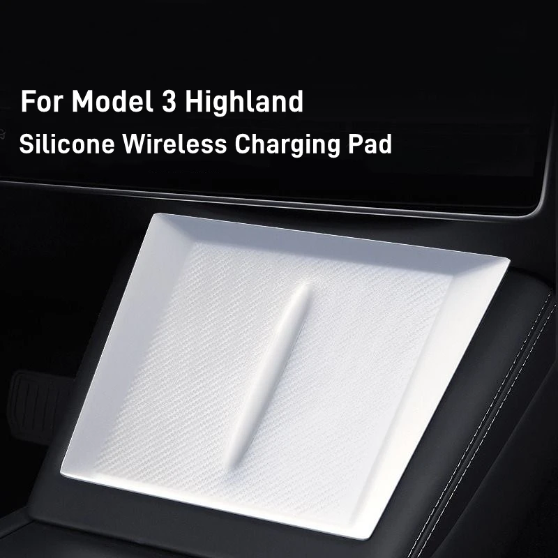 ل تسلا نموذج 3 هايلاند 2024-up سيليكون لوحة شحن لاسلكية سجادة ضد الإنزلاق الغبار واقية شاحن غطاء وقائي اكسسوارات السيارات