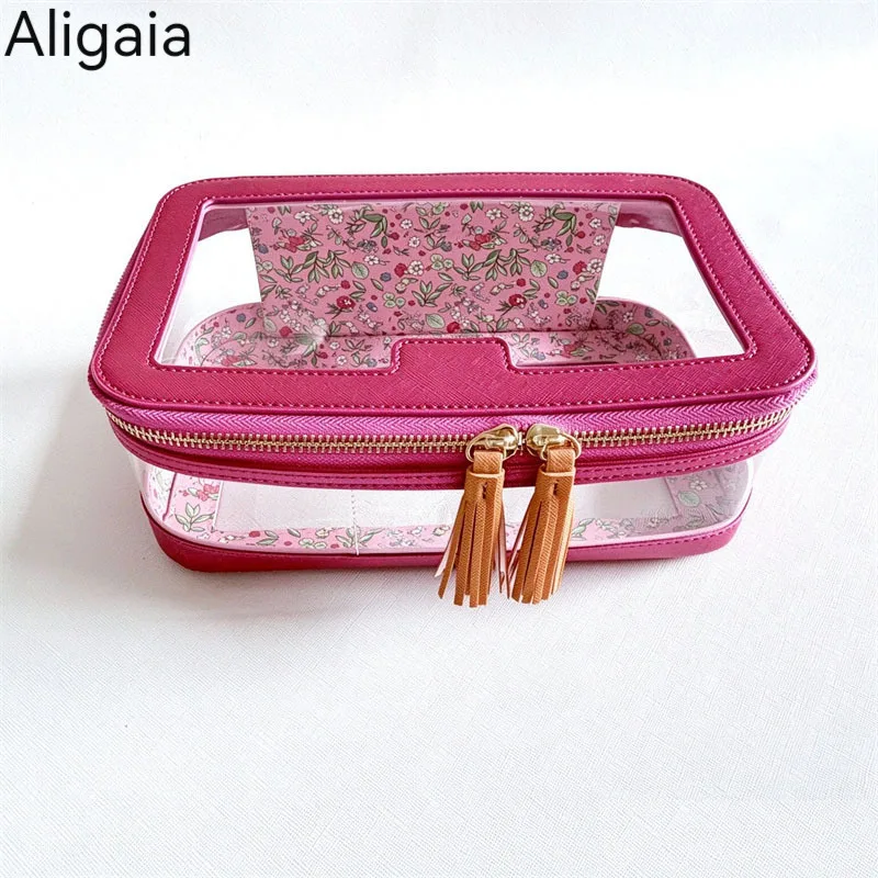 Aligaia New Women's Casual Transparent Makeup Bags 2027 Fashion PU Leather Portable Waterproof Storage Cosmetic Bag
