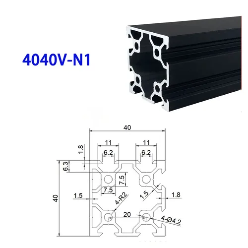Imagen 2 del producto 2020 2020N1 2040 2040N1 2060 2080 4040 4080 20100 perfil de aluminio con ranura en V negro estándar de la UE 100mm-550mm impresora 3D CNC marco DIY