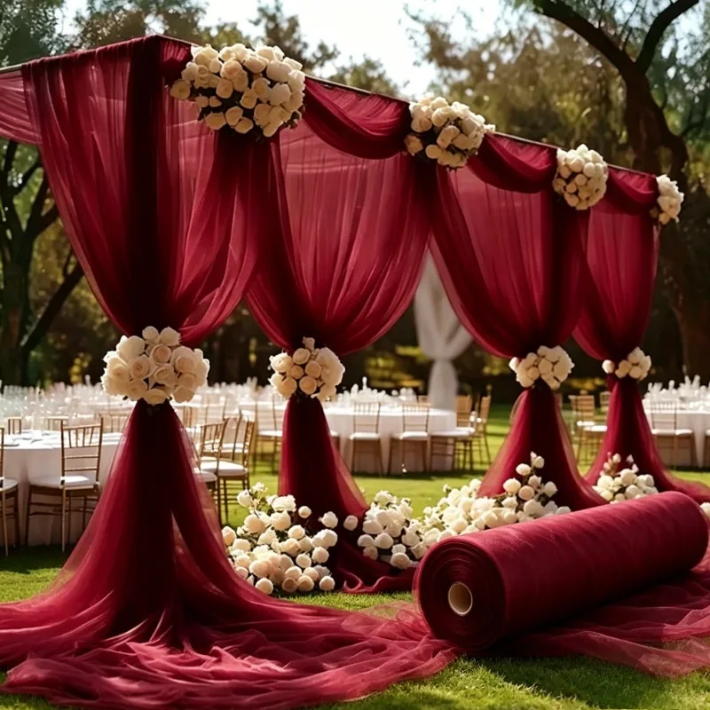 Rouleau de tulle DIY 50 mètres blanc, rose, bordeaux, transparent, pour décoration de toile de fond photo, drapage d'arche, fête d'anniversaire, mariage