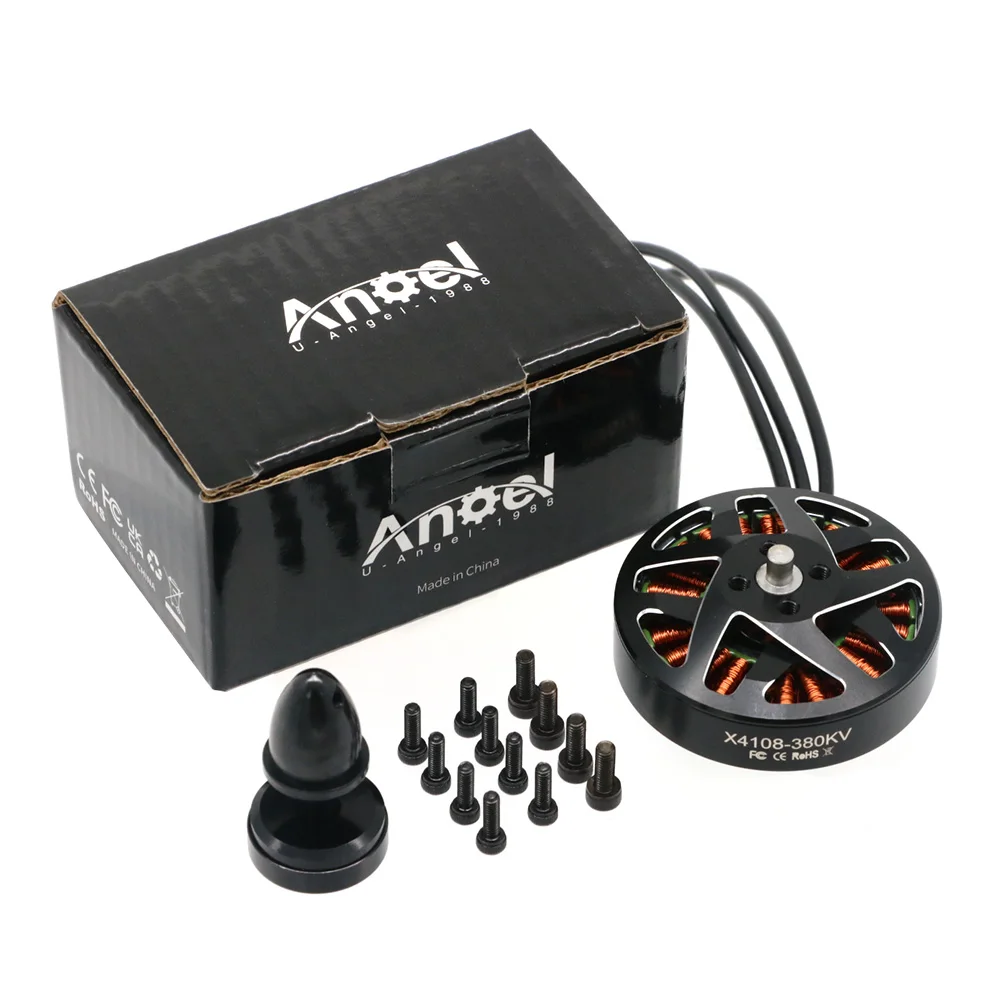 UAngel-Motor sin escobillas para Dron teledirigido, 4 piezas, 4108 X4108, 380KV, 600KV, MultiRotor, piezas de helicóptero, gran par, Motor de bajo ruido, FPV