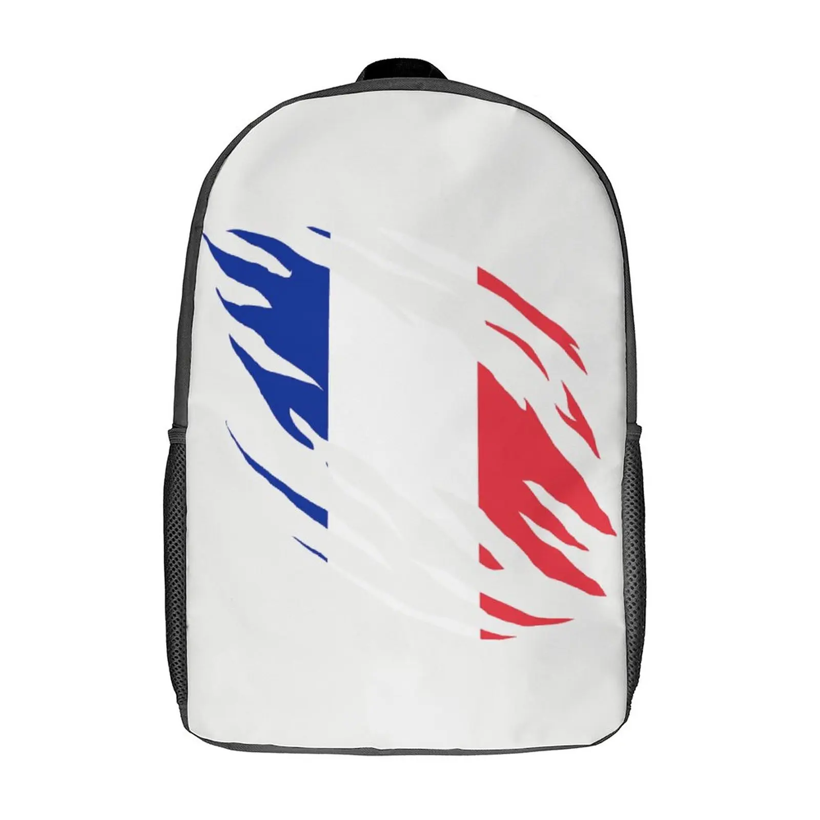 Stylized Flag of France 3 in 1 Set 17 Inch Backpack Lunch Bag Pen Bag Picnics Funny Graphic Durable Rucksack Snug