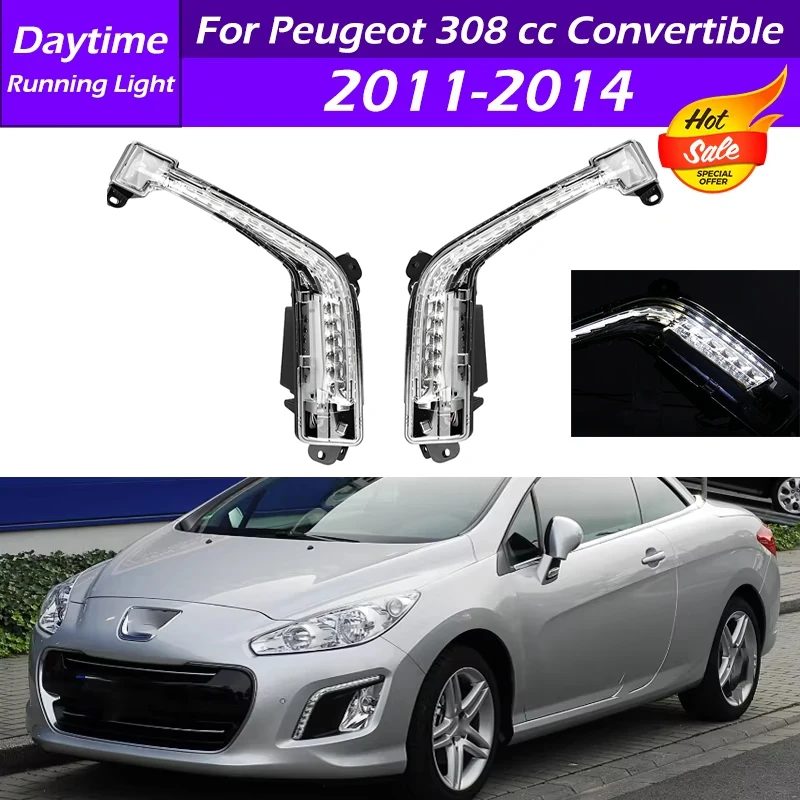 

6206X4 6208X4 LED Car Front Bumper DRL Daytime Running Light Day Light Lamp For Peugeot 308 cc Convertible 2011 2012 2013 2014