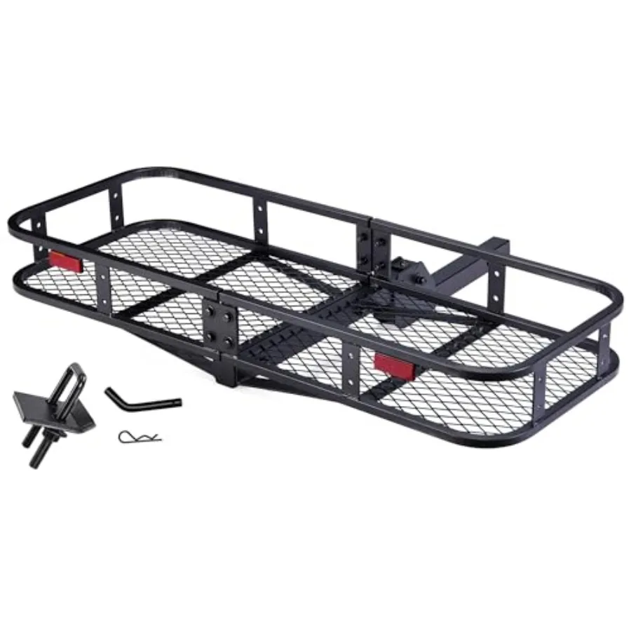 

Folding Hitch Cargo Carrier 500Lbs Capacity Tow Cargo Basket Luggage Rack for SUV 50x19x6 Inches Cargo Racks for Trailer Fit