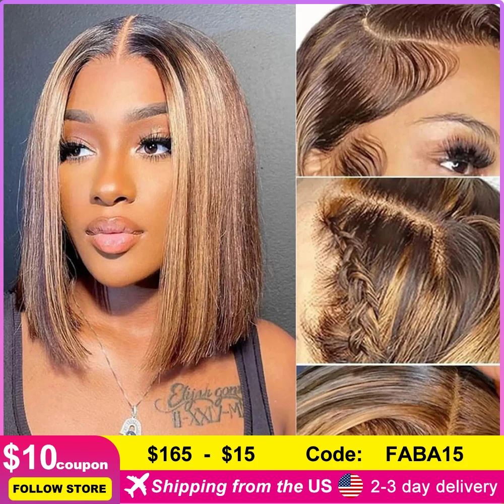 

Омбре хайлайтер боб парик человеческие волосы прямой кружевной передний парик 13x4 короткий Боб человеческие волосы кружевной парик для женщин 180% Плотность