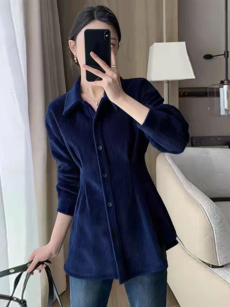 

Ele Velvet Coat Women's Spring Autumn Flip Collar Slimming Top Versatile High End Feel Early Spring New Sle