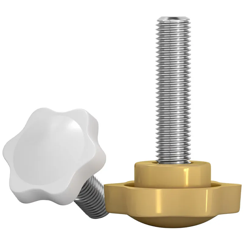 5/10Pcs Carbon Steel M4 M5 M6 M8 M10 Six-Star Shape Thread Clamping Handle Bolt Plastic Hand Knob Tightening Screw White