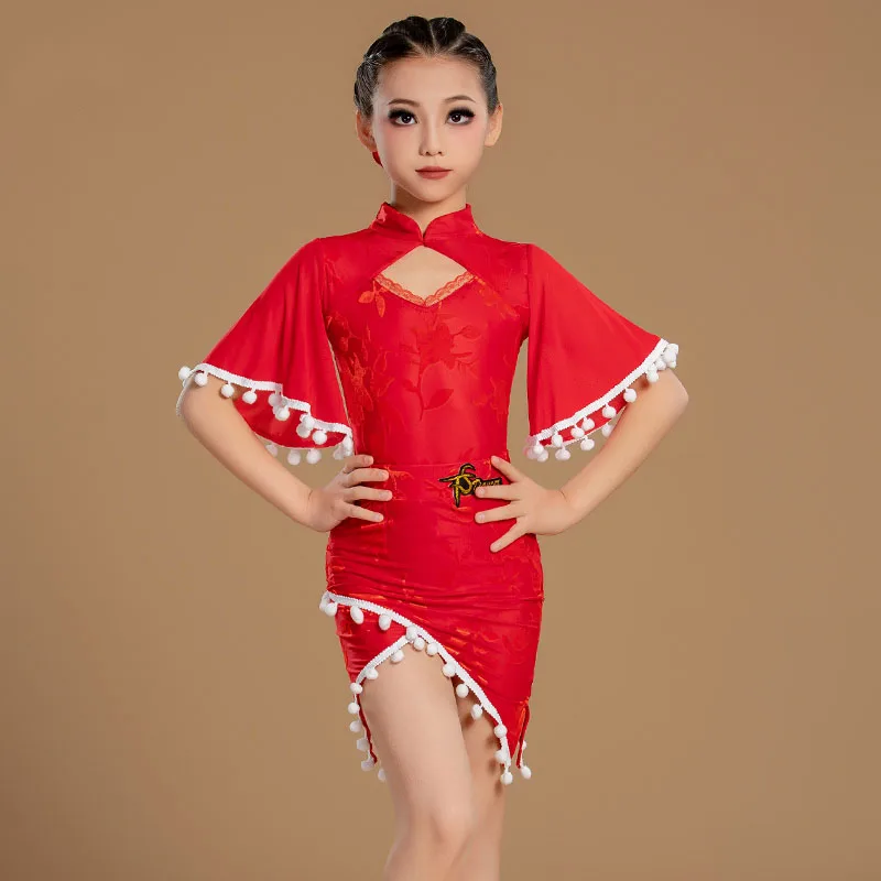 النمط الصيني الجديد النمط الصيني تحسين زي الرقص اللاتيني شيونغسام، الجسم الانقسام الإناث الأطفال الصيف التخسيس والنحيف