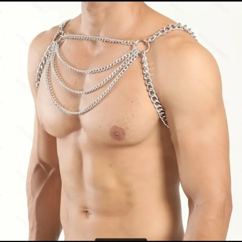 胃ジュエリーチェーンセクシーな男性のためのナイトアンサンブルセクシーなデランジェリー透明下着紳士服ボンデージ緊縛エロ大人
