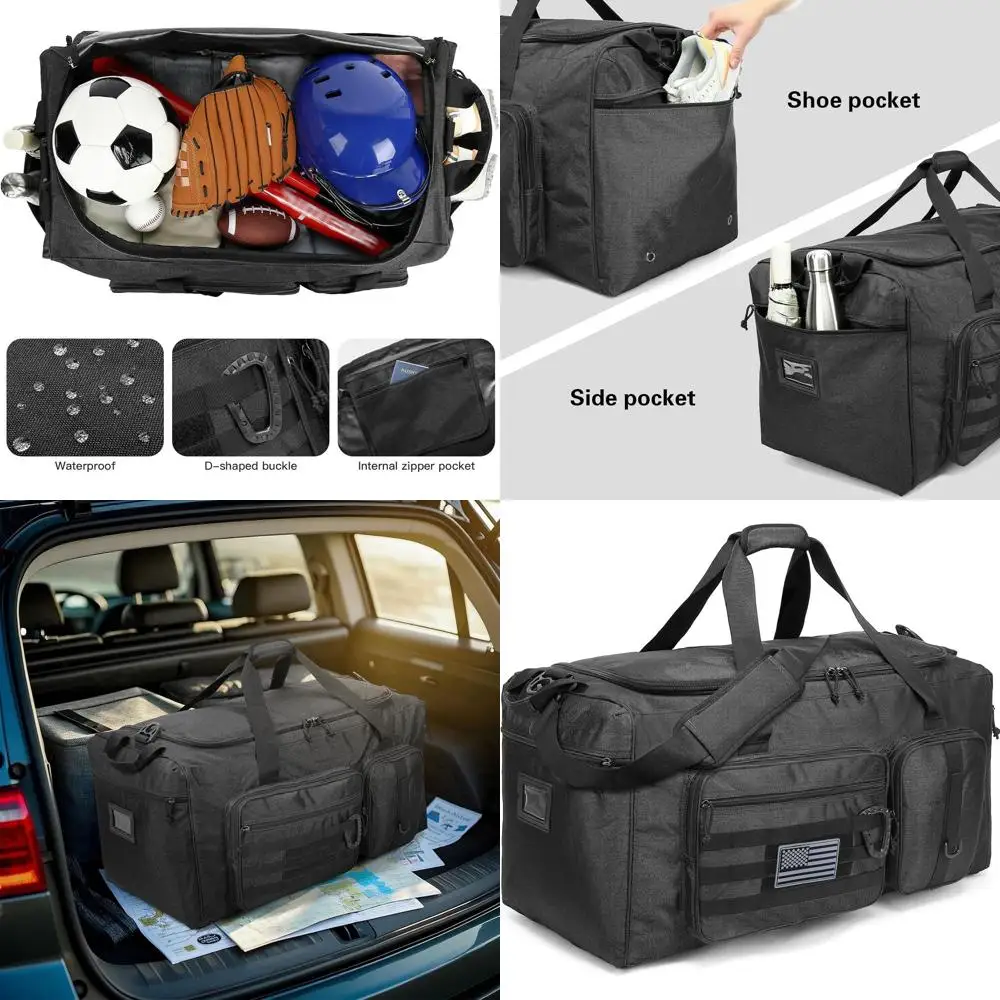 

Сверхбольшая спортивная сумка-дафл на 120 л - прочная, XL, черная, с отделением для обуви, для мужчин и женщин - идеально подходит для спорта, путешествий и тренировок.