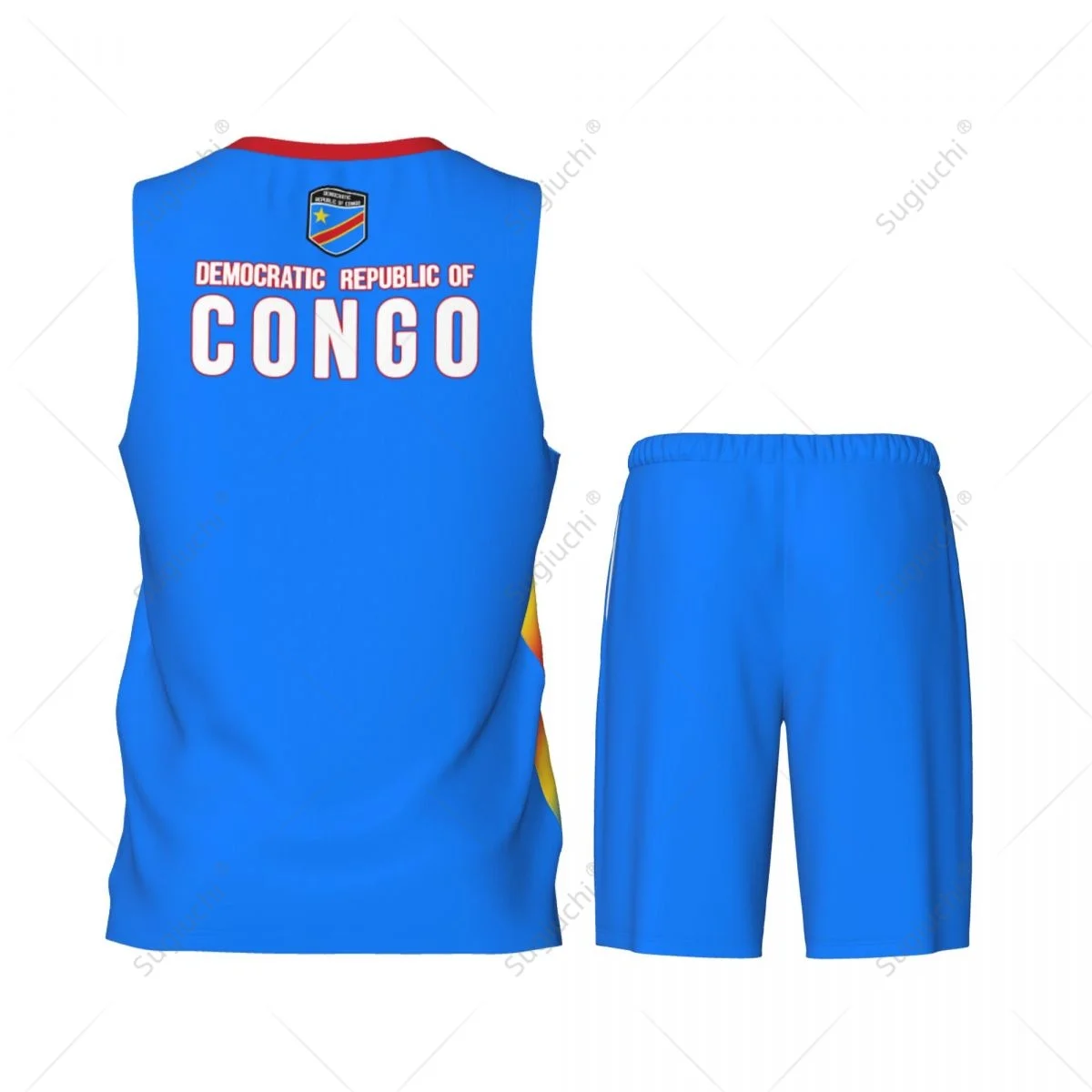 Men Democratic Republic Of Congo Basketball Jersey Set Mesh Shirt & Pants Sleeveless Exclusive Team-up Custom Unisex