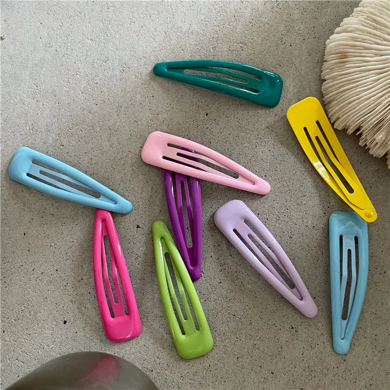 2026 New 8pcs Pastel Drip Resin Large Water Drop Hair BB Clips Cute Enamel Snap Barrettes Cream Color Side HairClips for Girls