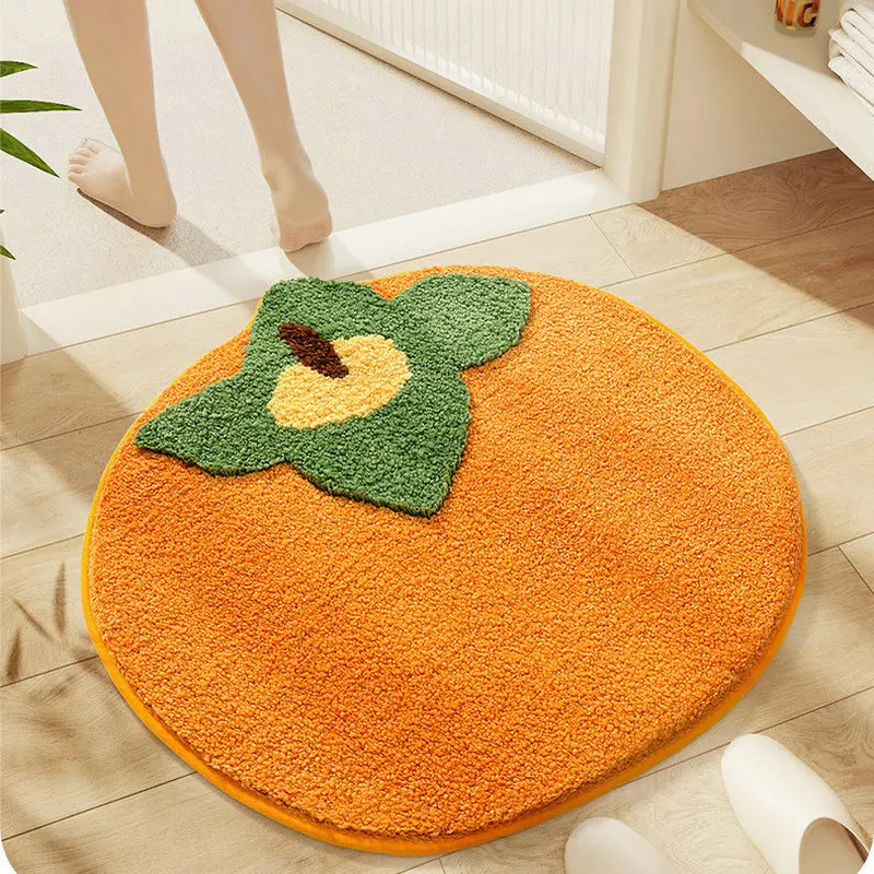 

Orange Persimmon Doormat Area Rugs kids Bedroom Living Room Floor Mat Non-slip Soft Plush Fruit Tufted Bedside Carpet